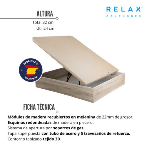 Canapé Abatible Relax Musa 3d Gran Capacidad Alturas 38/32 Cm - Wengue -  180x190 Cm - Altura 32 Cm con Ofertas en Carrefour