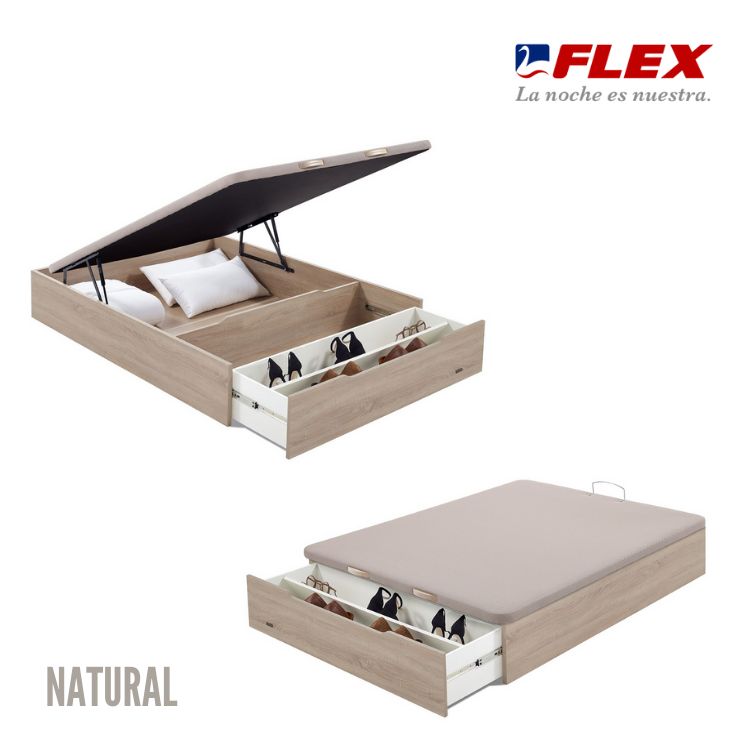 Canapé Abatible con Zapatero Flex Madera 25 Natural 160x200