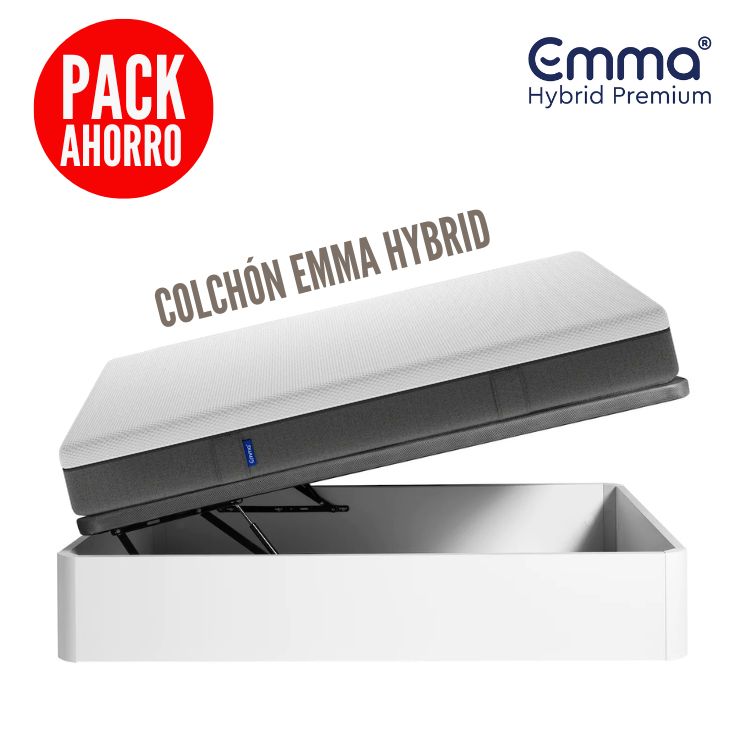 PACK AHORRO: Colchón Emma Hybrid con canapé abatible con Tapa Reforzada