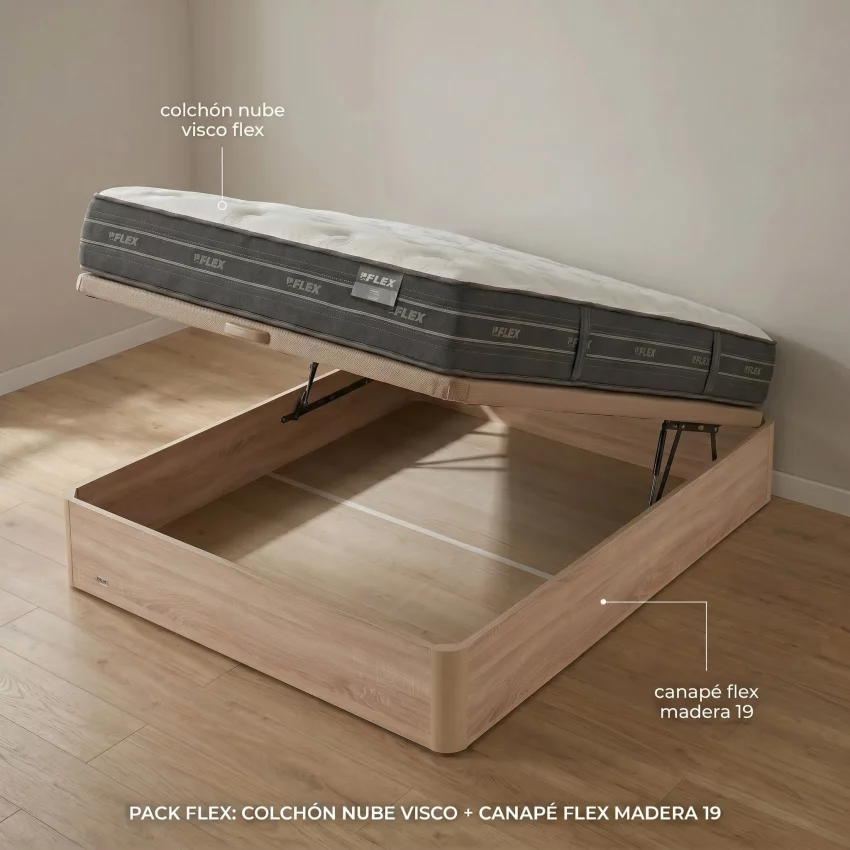 Pack Flex Colchon Nube Canape Madera 19