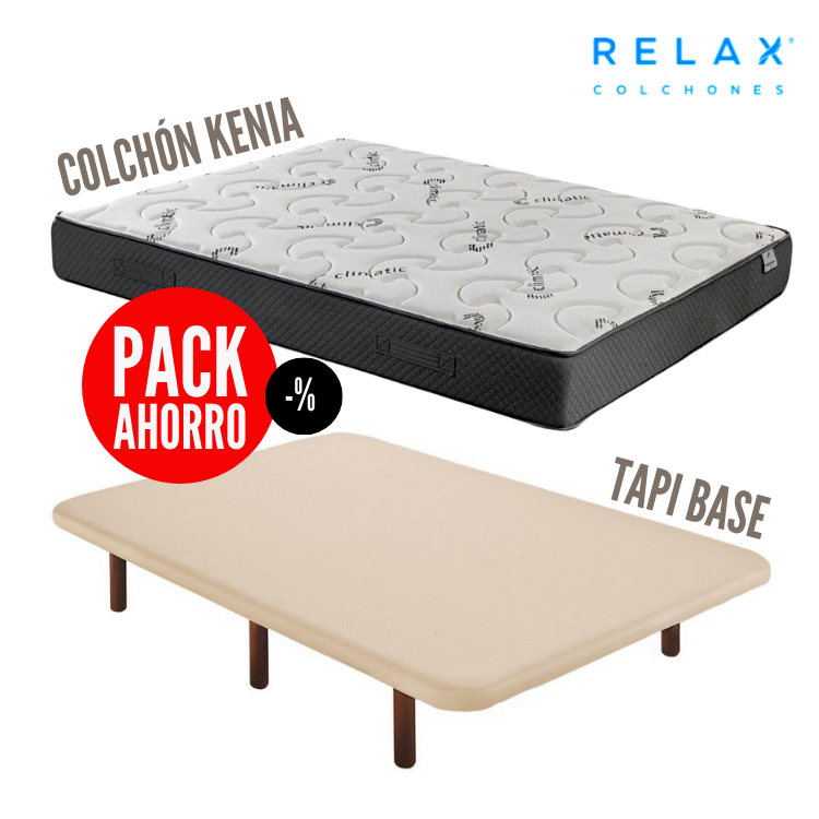 Pack relax colchon kenia y base tapizada relax
