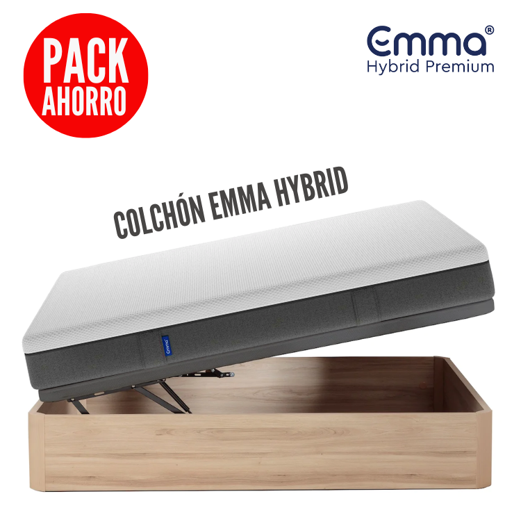 PACK EMMA Colchón Hybrid Premium + Base tapizada